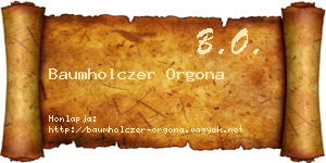Baumholczer Orgona névjegykártya